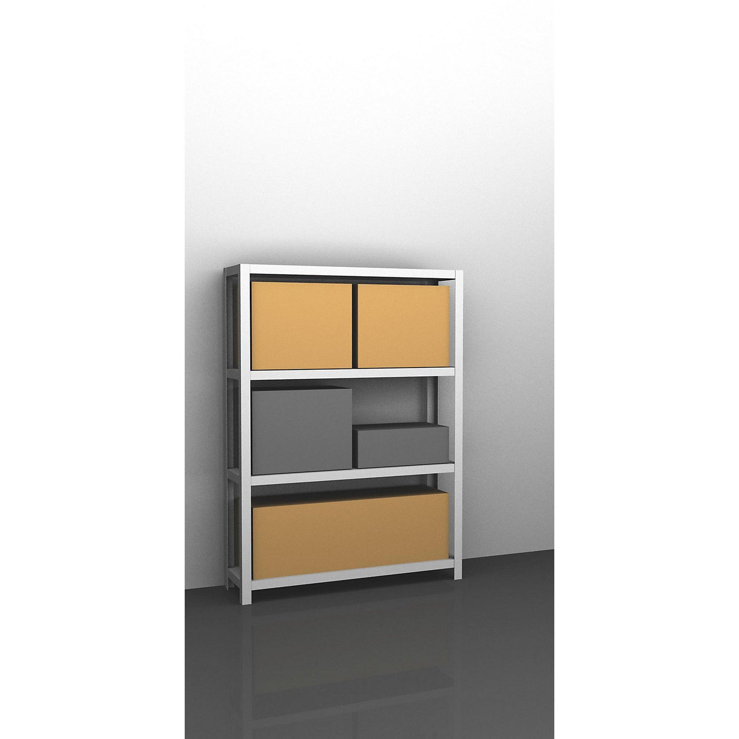 Heavy duty bolt-together shelving, light grey RAL 7035, shelf unit height 1500 mm, standard shelf, width x depth 1300 x 300 mm.