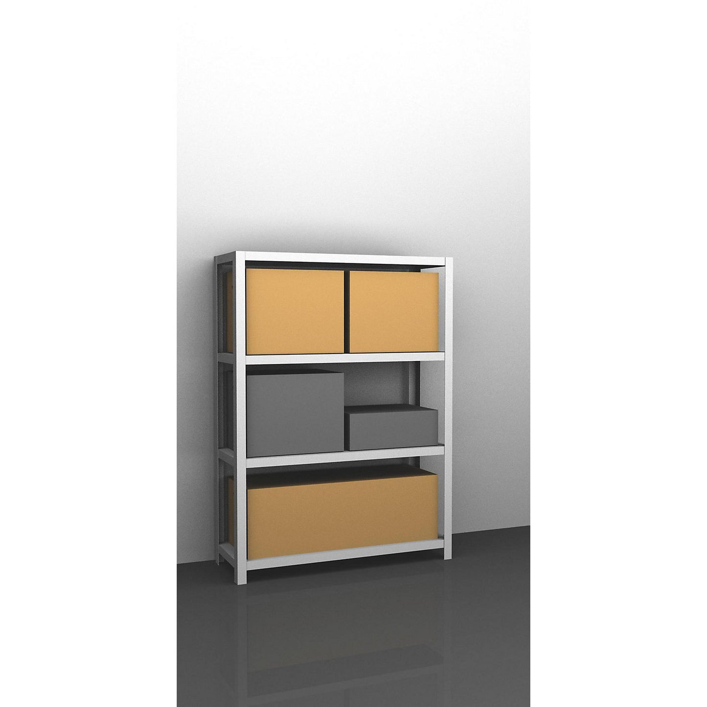 Heavy duty bolt-together shelving, light grey RAL 7035, shelf unit height 1500 mm, standard shelf, width x depth 1300 x 400 mm.