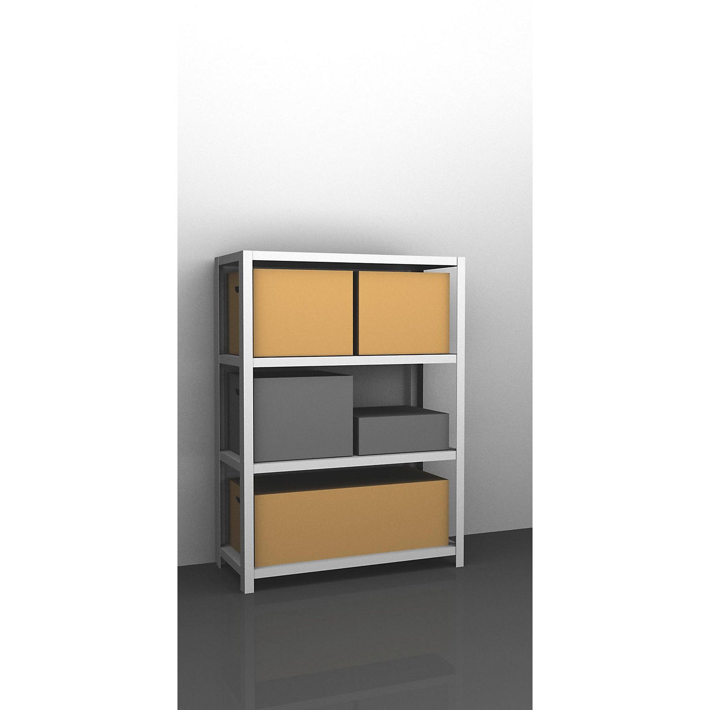 Heavy duty bolt-together shelving, light grey RAL 7035, shelf unit height 1500 mm, standard shelf, width x depth 1300 x 500 mm.