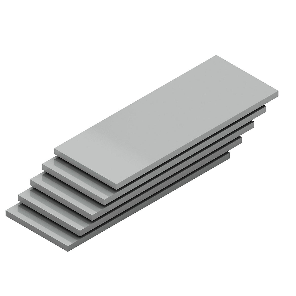 Shelf, width 1300 mm, pack of 5, depth 500 mm, max. load 200 kg, zinc plated.