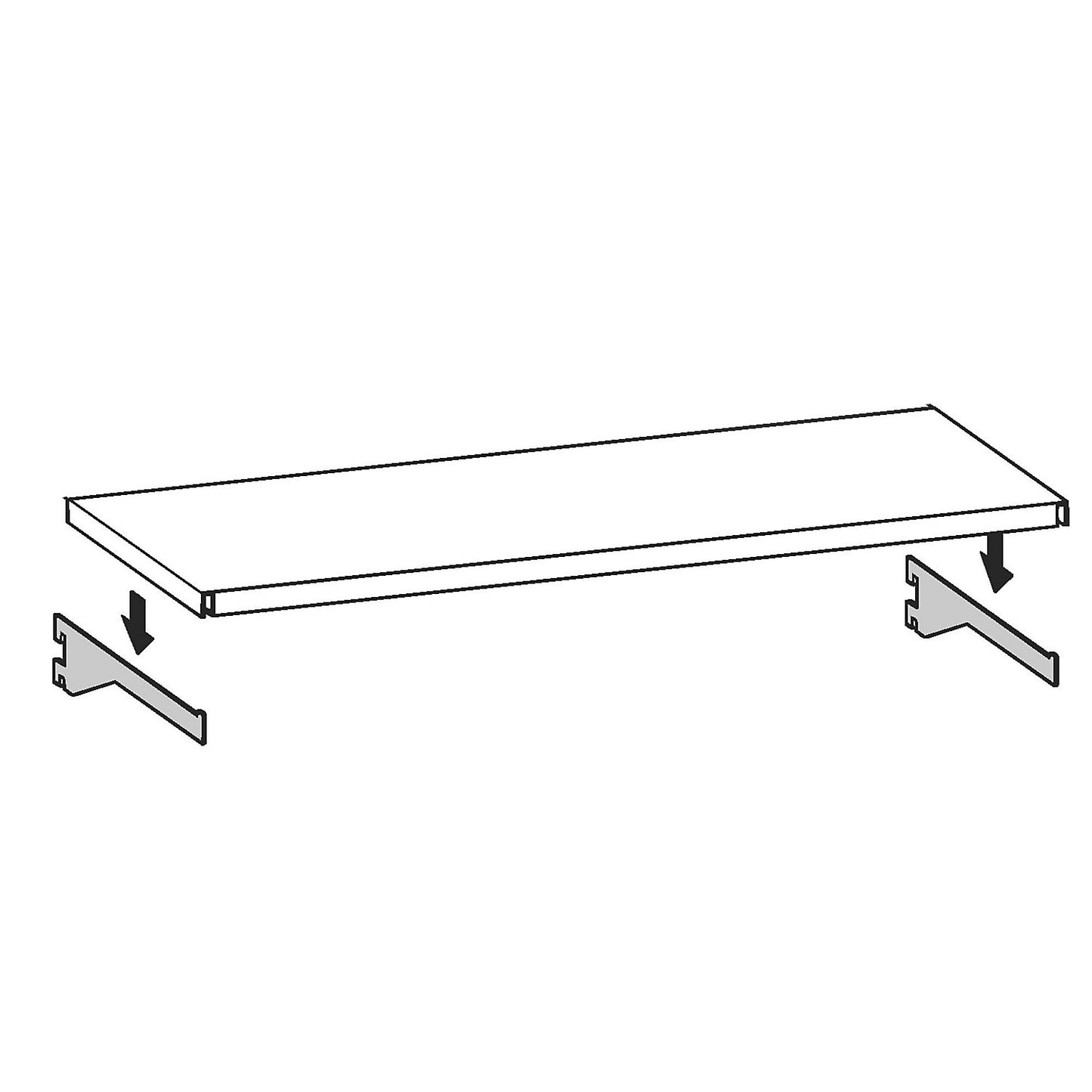 Wall shelf unit shelves incl. console brackets, sheet steel, plastic-coated, width x depth 1000 x 275 mm.