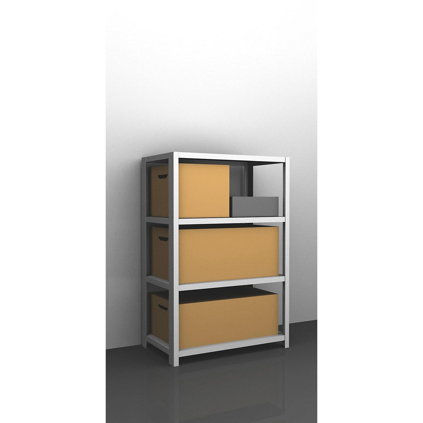 Heavy duty bolt-together shelving, light grey RAL 7035, shelf unit height 1500 mm, standard shelf, width x depth 1000 x 800 mm.
