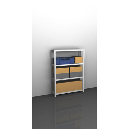 Storage bolt-together shelving, medium-duty, double-sided, HxWxD 1500 x 1300 x 300 mm, light grey, standard shelf unit.