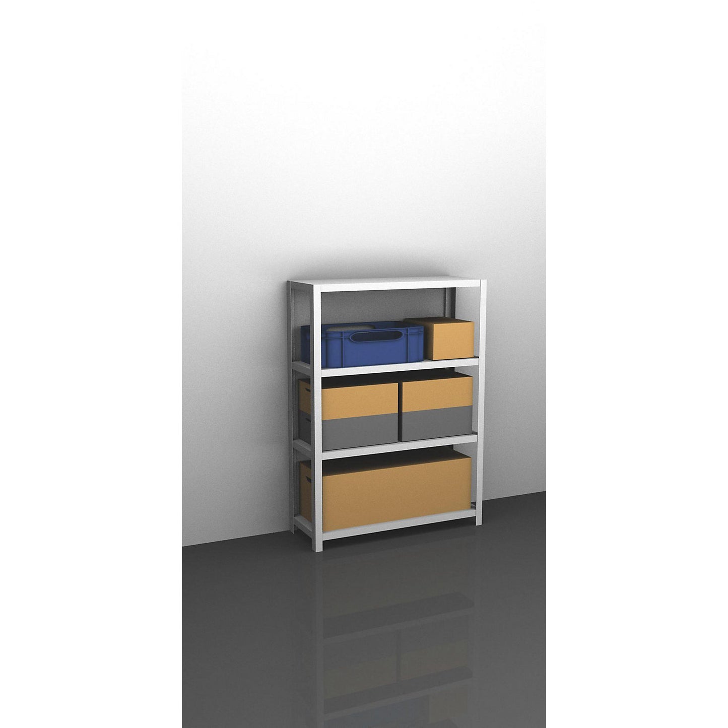 Storage bolt-together shelving, medium-duty, double-sided, HxWxD 1500 x 1300 x 400 mm, light grey, standard shelf unit.