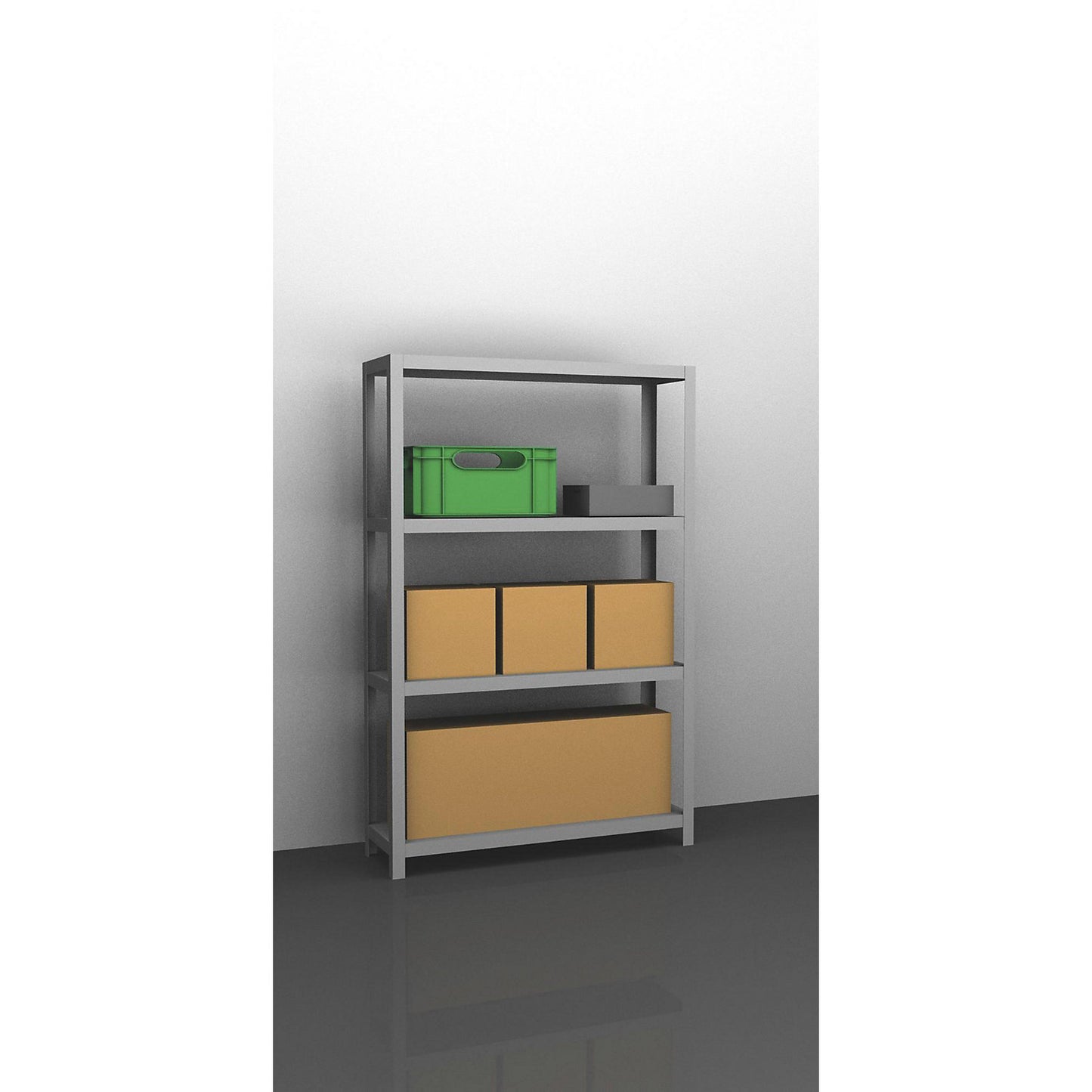 Storage bolt-together shelving, medium-duty, double-sided, HxWxD 1500 x 1000 x 300 mm, zinc plated, standard shelf unit.
