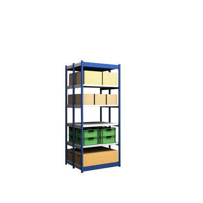 Stable boltless shelf unit, double sided, shelf unit height 2500 mm, blue / zinc-plated, shelf width 1025 mm, basic shelf unit, width x depth 1025 x 400 mm.