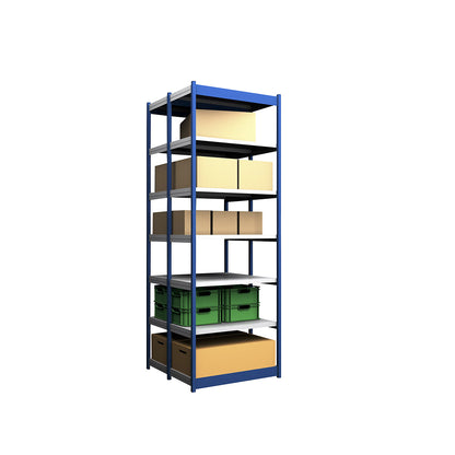 Stable boltless shelf unit, double sided, shelf unit height 3000 mm, blue / zinc-plated, shelf width 1025 mm, basic shelf unit, width x depth 1025 x 500 mm.