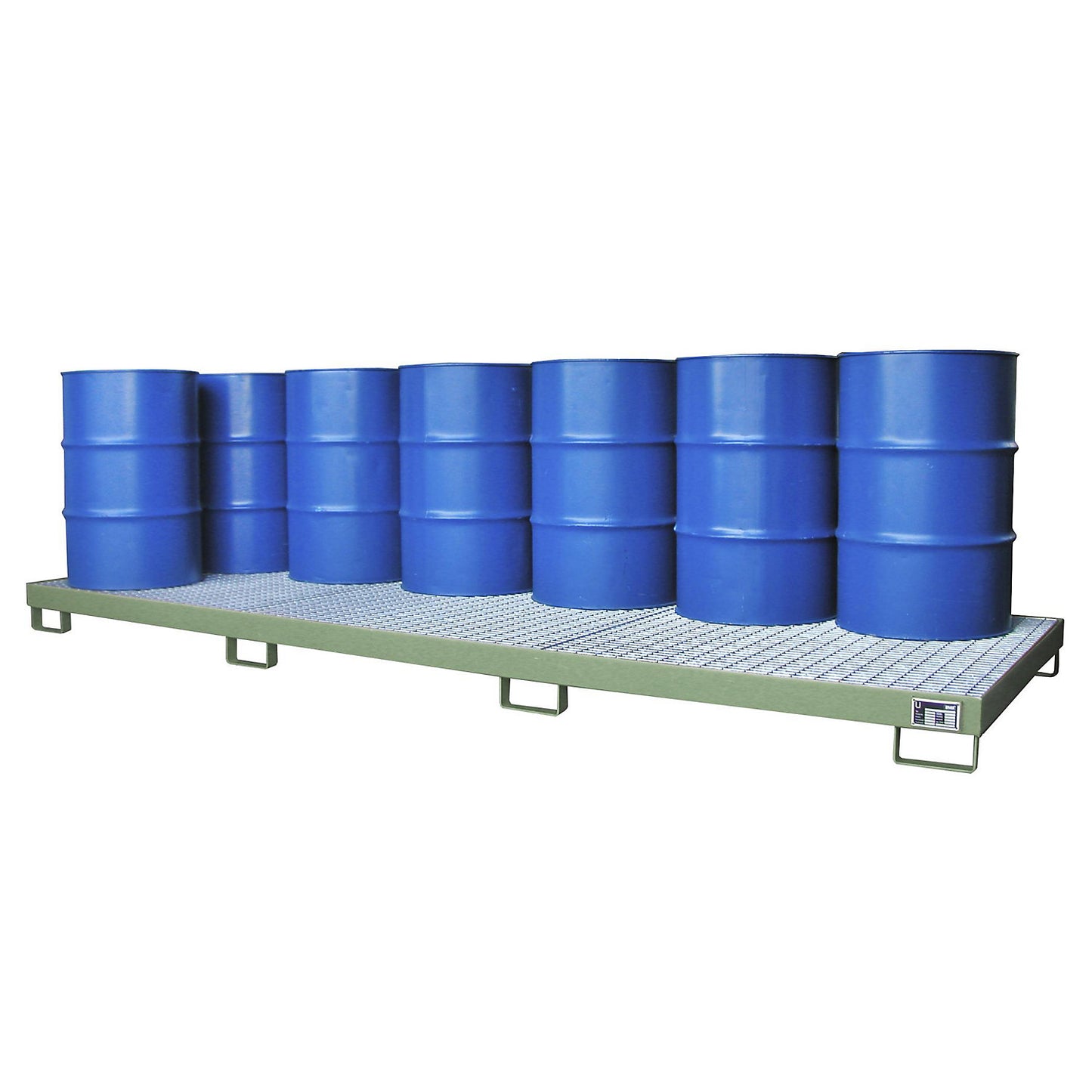 Steel sump tray, sump capacity 333 l, for 12 x 200 l drums, green.
