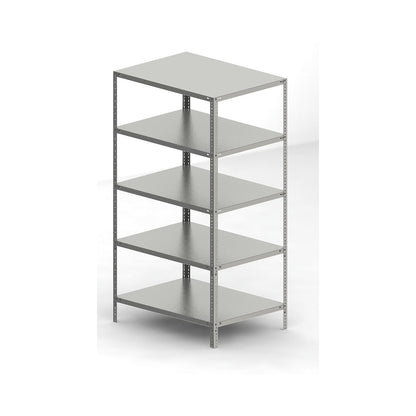 Stainless steel shelf unit, shelf height 2000 mm, standard shelf, width x depth 1100 x 800 mm.