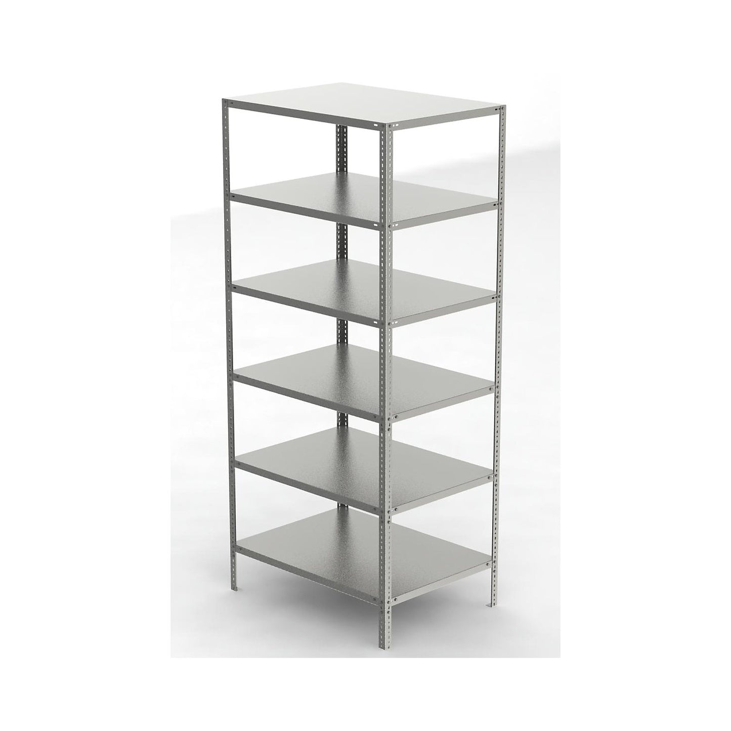 Stainless steel shelf unit, shelf height 2500 mm, standard shelf, width x depth 1100 x 800 mm.