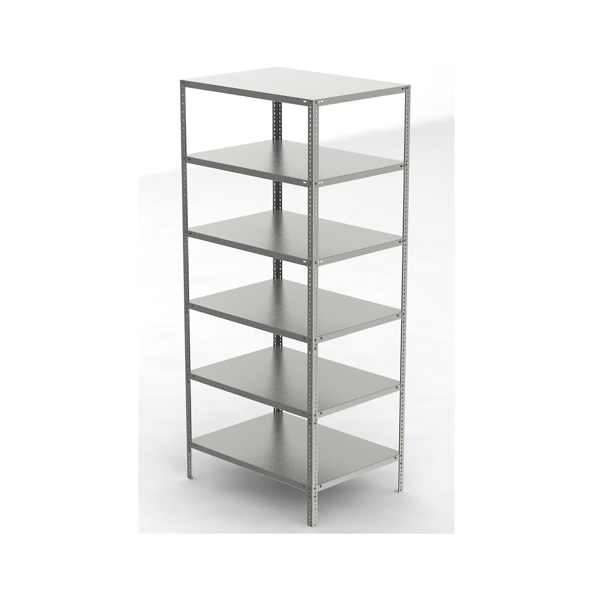 Stainless steel shelf unit, shelf height 2500 mm, standard shelf, width x depth 1100 x 800 mm.