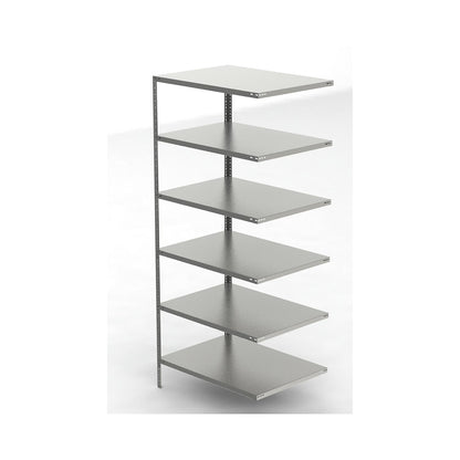 Stainless steel shelf unit, shelf height 2500 mm, extension shelf, width x depth 1100 x 800 mm.