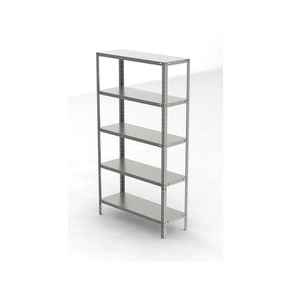Stainless steel shelf unit, shelf height 2000 mm, standard shelf, width x depth 1100 x 400 mm.