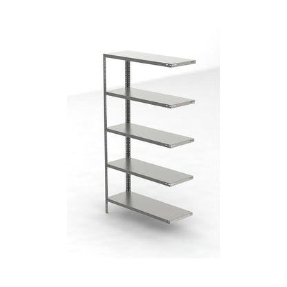 Stainless steel shelf unit, shelf height 2000 mm, extension shelf, width x depth 1100 x 400 mm.