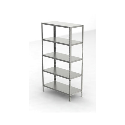 Stainless steel shelf unit, shelf height 2000 mm, standard shelf, width x depth 1100 x 500 mm.