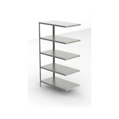 Stainless steel shelf unit, shelf height 2000 mm, extension shelf, width x depth 1100 x 600 mm.