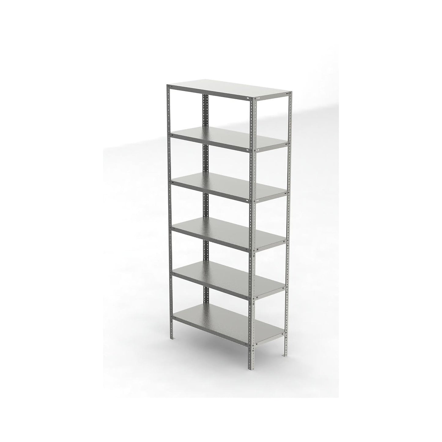 Stainless steel shelf unit, shelf height 2500 mm, standard shelf, width x depth 1100 x 500 mm.
