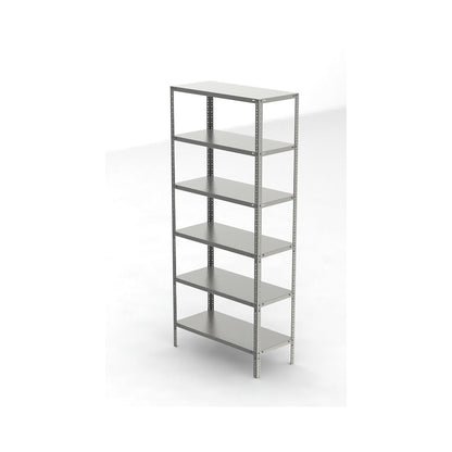 Stainless steel shelf unit, shelf height 2500 mm, standard shelf, width x depth 1100 x 500 mm.