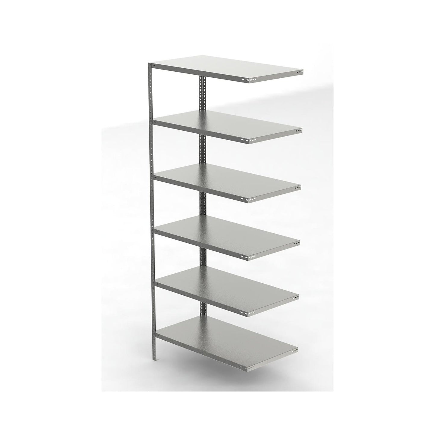 Stainless steel shelf unit, shelf height 2500 mm, extension shelf, width x depth 1100 x 600 mm.