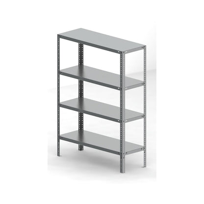Stainless steel shelf unit, shelf height 1500 mm, standard shelf, width x depth 1100 x 400 mm.
