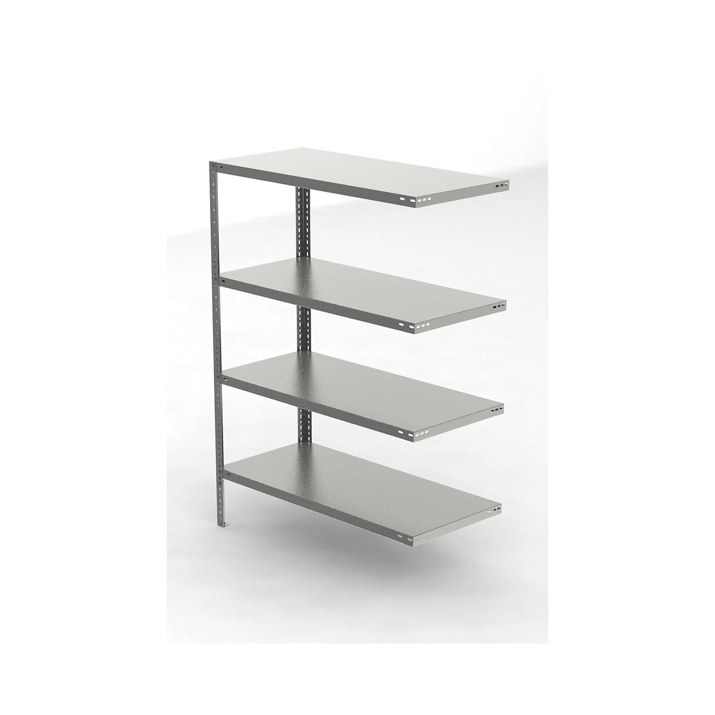 Stainless steel shelf unit, shelf height 1500 mm, extension shelf, width x depth 1100 x 500 mm.