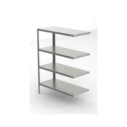 Stainless steel shelf unit, shelf height 1500 mm, extension shelf, width x depth 1100 x 500 mm.