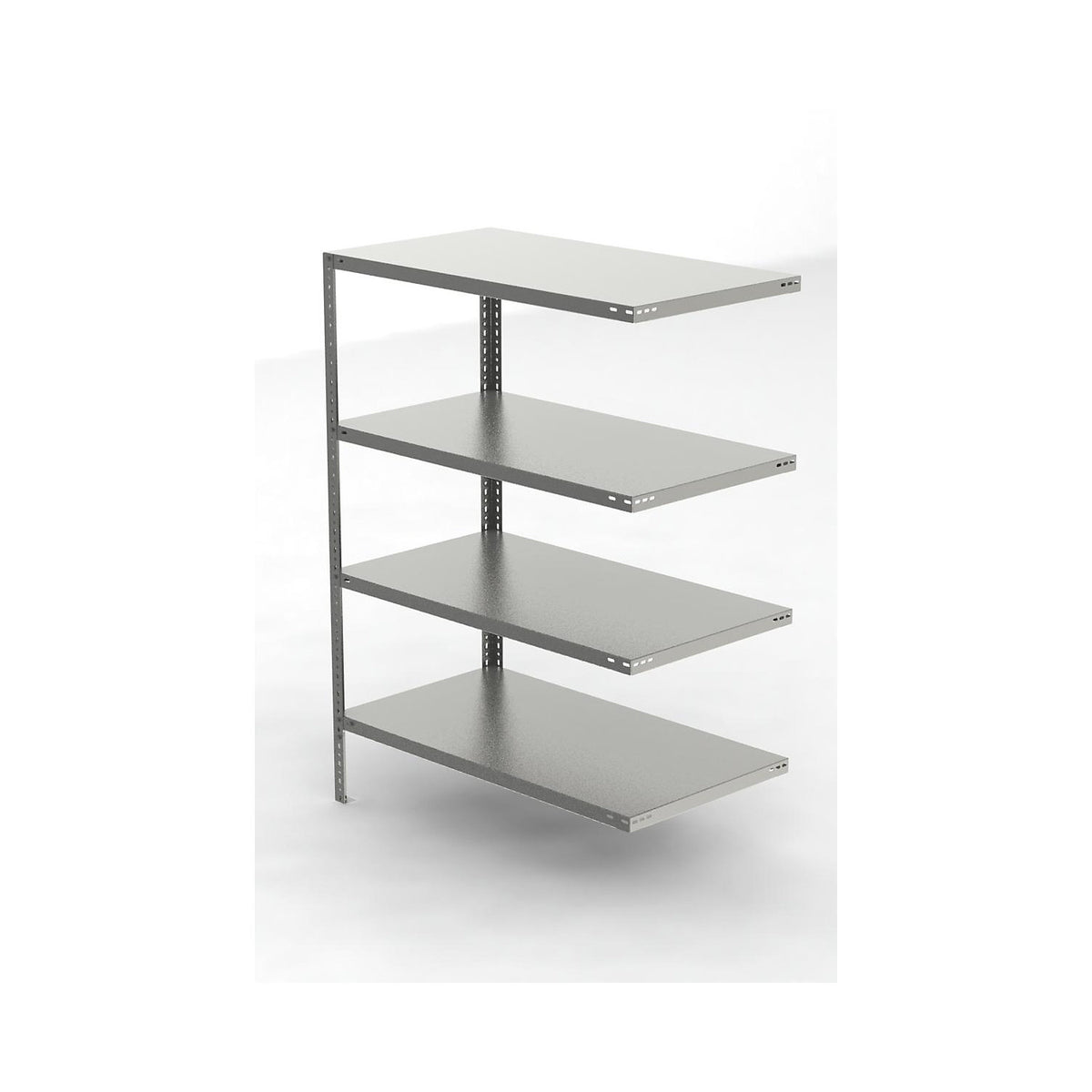 Stainless steel shelf unit, shelf height 1500 mm, extension shelf, width x depth 1100 x 600 mm.