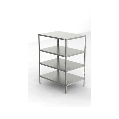 Stainless steel shelf unit, shelf height 1500 mm, standard shelf, width x depth 1100 x 800 mm.