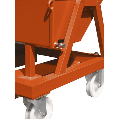 Mobile tilting skip with tilting mechanism, max. load 1000 kg, capacity 0.43 m³, with sieve insert.