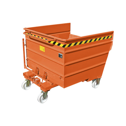 Mobile tilting skip with tilting mechanism, with wheel set, capacity 1.61 m³.