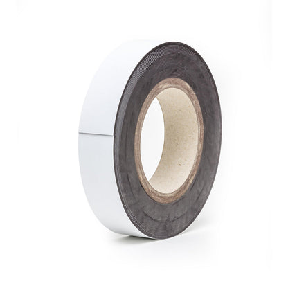 Magnetic storage labels, sold by the roll, white, height 25 mm, roll length 10 m.
