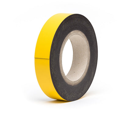 Magnetic storage labels, sold by the roll, yellow, height 25 mm, roll length 10 m.