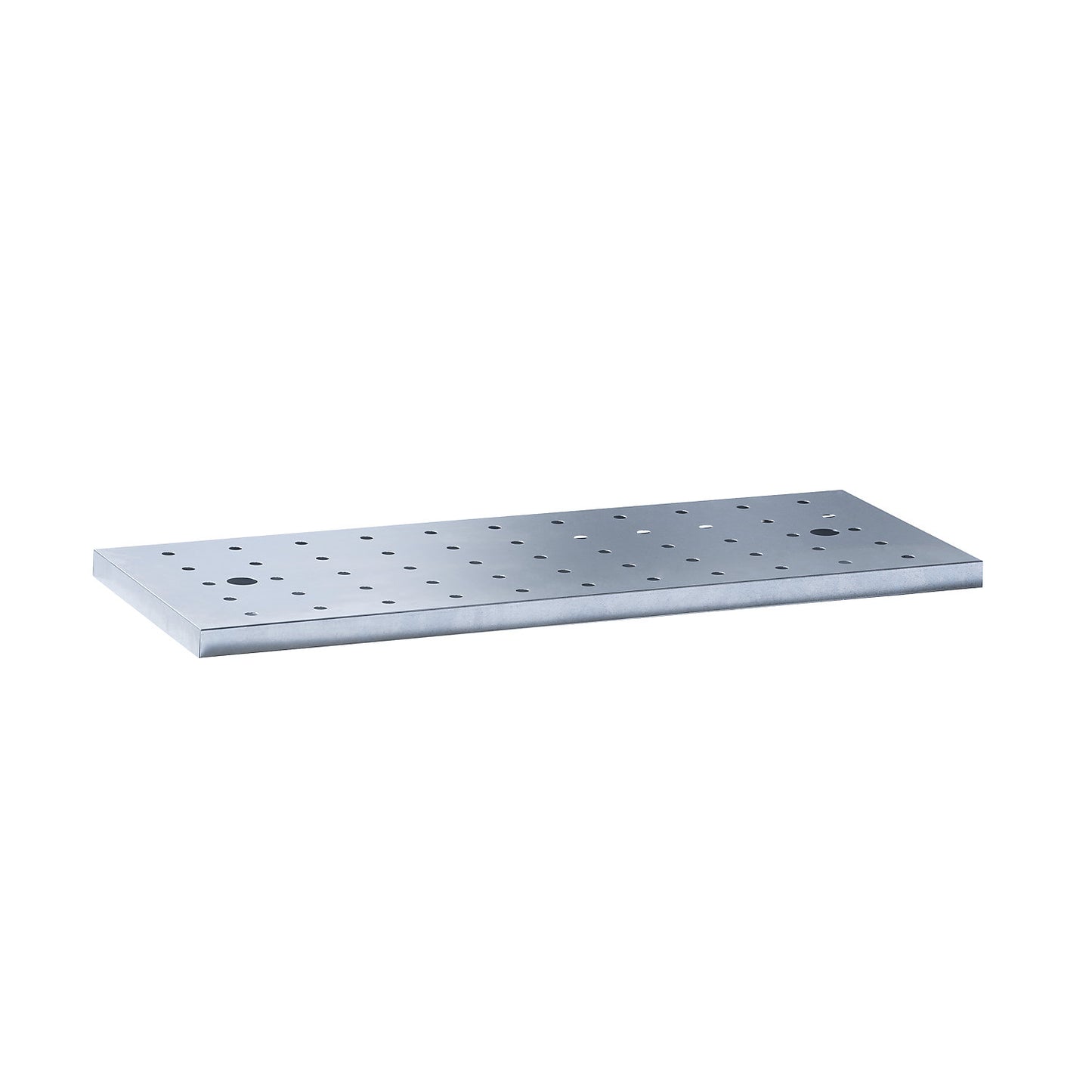 Perforated metal cover for chemical storage cupboards, for sump shelf / base sump, galvanised.