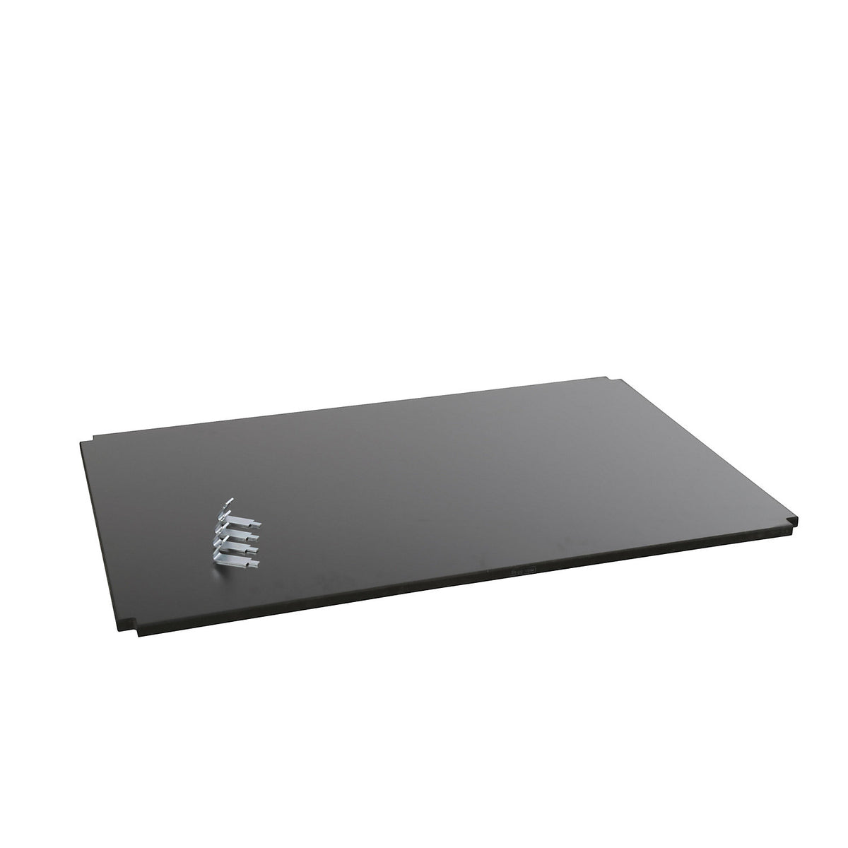 Shelf, made of MDF, with storage hooks, LxWxH 1032 x 682 x 19 mm.