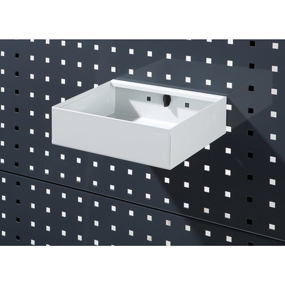 Storage tray, sheet steel, powder coated, width 225 mm.