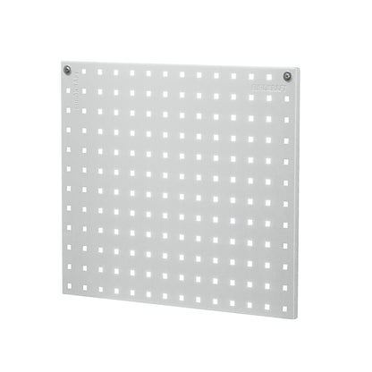 Perforated panel for tool holder, length 533 mm, light grey.