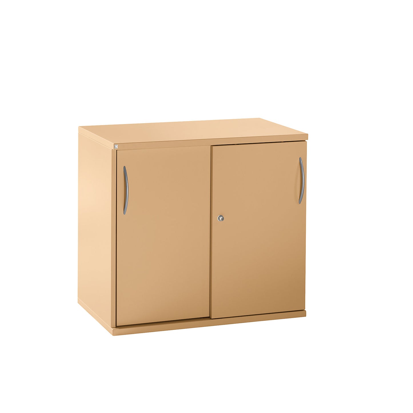 LENA - Sliding door cupboard, 1 shelf, 2 file heights, 2 sliding doors, HxWxD 722 x 800 x 442 mm, beech finish.