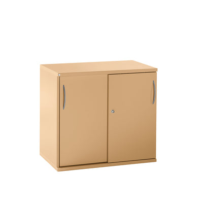 LENA - Sliding door cupboard, 1 shelf, 2 file heights, 2 sliding doors, HxWxD 722 x 800 x 442 mm, beech finish.
