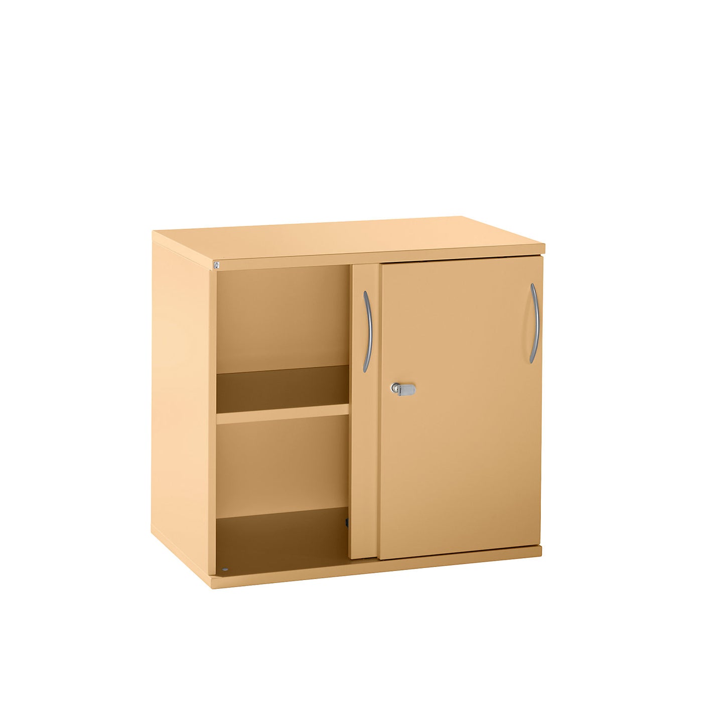 LENA - Sliding door cupboard, 1 shelf, 2 file heights, 2 sliding doors, HxWxD 722 x 800 x 442 mm, beech finish.