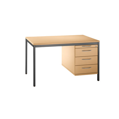 LENA - Base cupboard, HxWxD 540 x 434 x 800 mm, 1 utensil drawer, 3 drawers, beech finish.