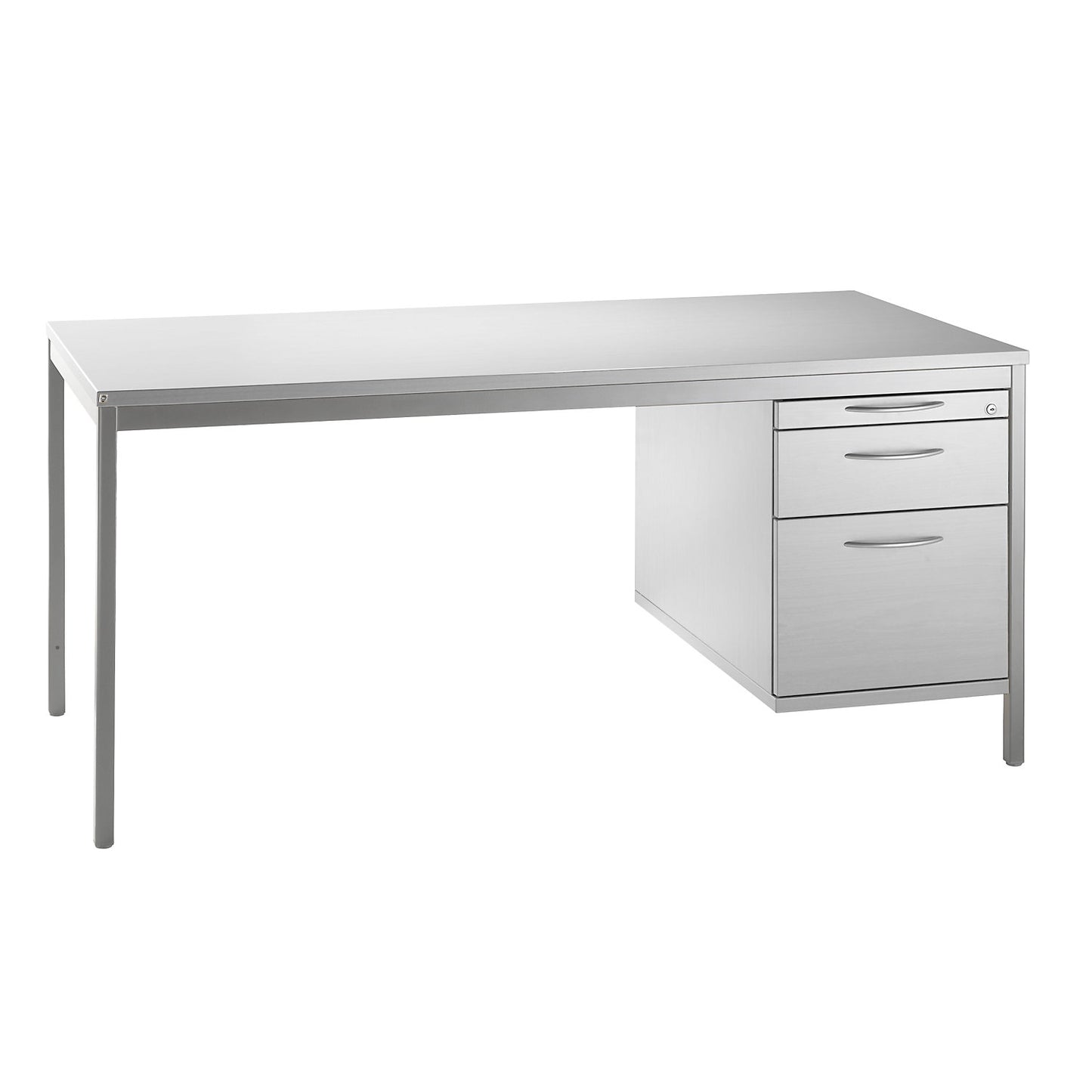 LENA - Base cupboard, HxWxD 540 x 434 x 800 mm, 1 utensil drawer, 1 drawer, 1 suspension file drawer, light grey.
