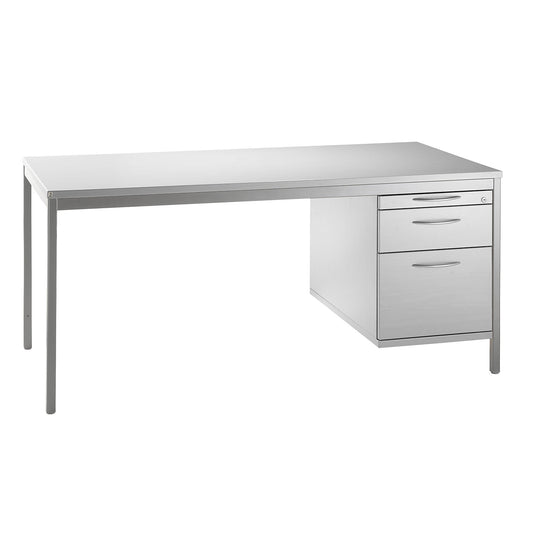 LENA - Base cupboard, HxWxD 540 x 434 x 800 mm, 1 utensil drawer, 1 drawer, 1 suspension file drawer, light grey.