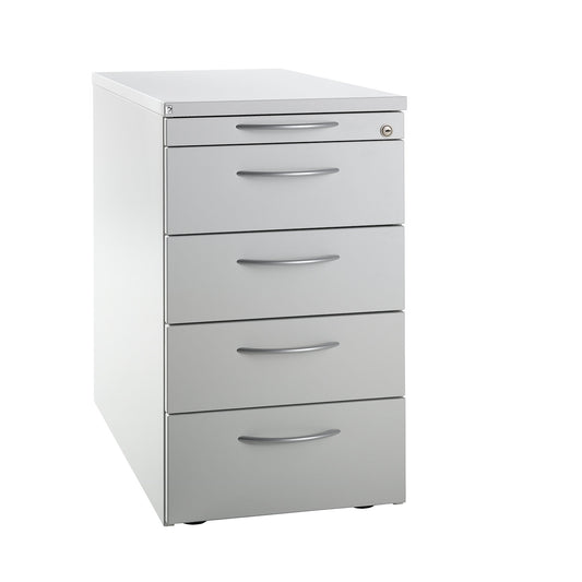 LENA - Fixed pedestal, 1 utensil drawer, 4 drawers, height 720 mm, light grey.
