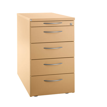 LENA - Fixed pedestal, 1 utensil drawer, 4 drawers, height 720 mm, beech finish.