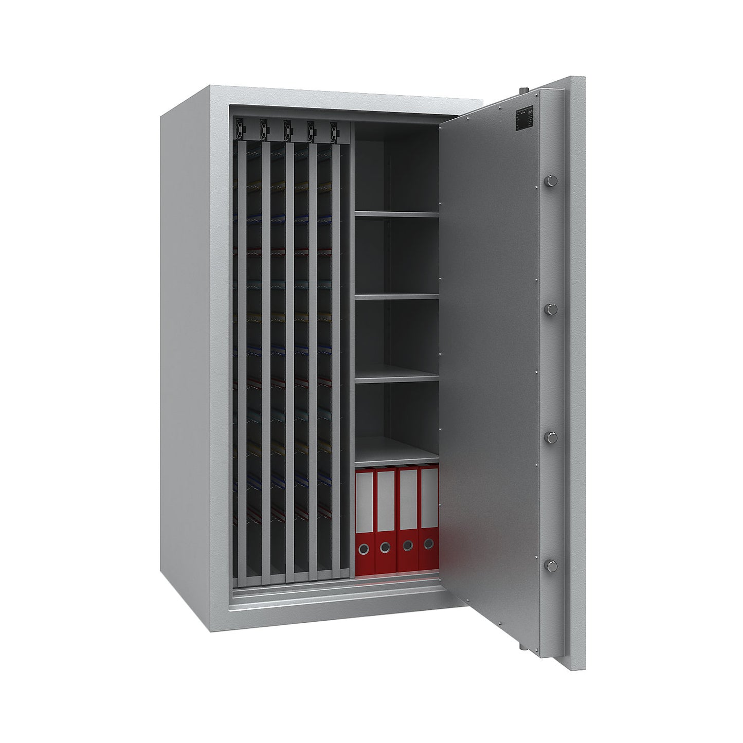 Key safe with extendable intermediate panels, VDMA B and Euro standard S2, 1950 hooks, 4 shelves, HxWxD 1506 x 836 x 700 mm.