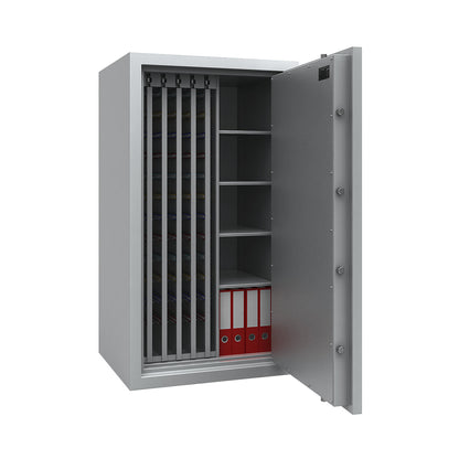 Key safe with extendable intermediate panels, VDMA B and Euro standard S2, 1950 hooks, 4 shelves, HxWxD 1506 x 836 x 700 mm.
