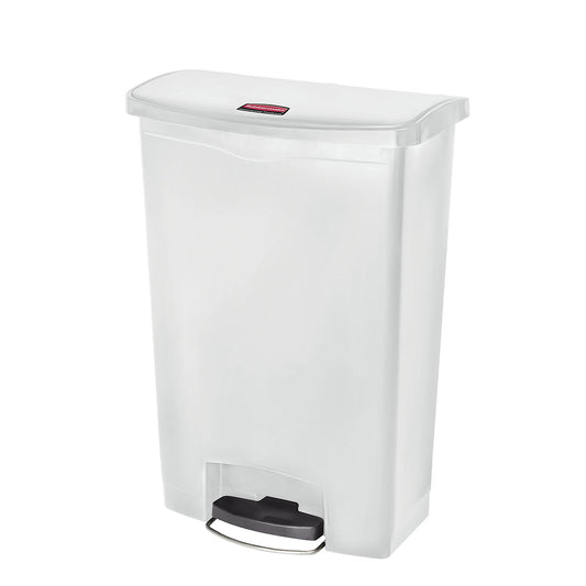 SLIM JIM® foot pedal bin, made of polyethylene, 90 l, white, mobile.