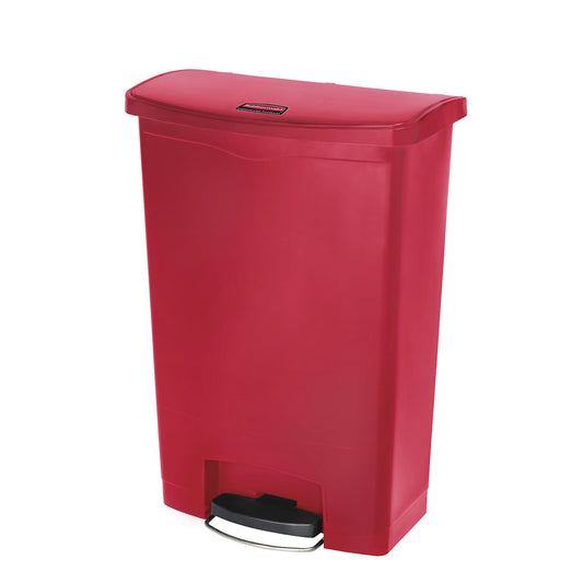 SLIM JIM® foot pedal bin, made of polyethylene, 90 l, red, mobile.