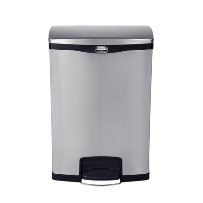 SLIM JIM® waste collector with pedal, made of stainless steel, capacity 90 l.