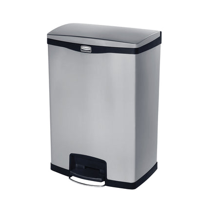 SLIM JIM® waste collector with pedal, made of stainless steel, capacity 90 l.
